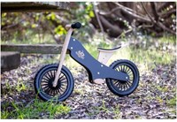 Kinderfeets Bicicletta da equilibrio in legno per bambini da 2 anni - Nero-2