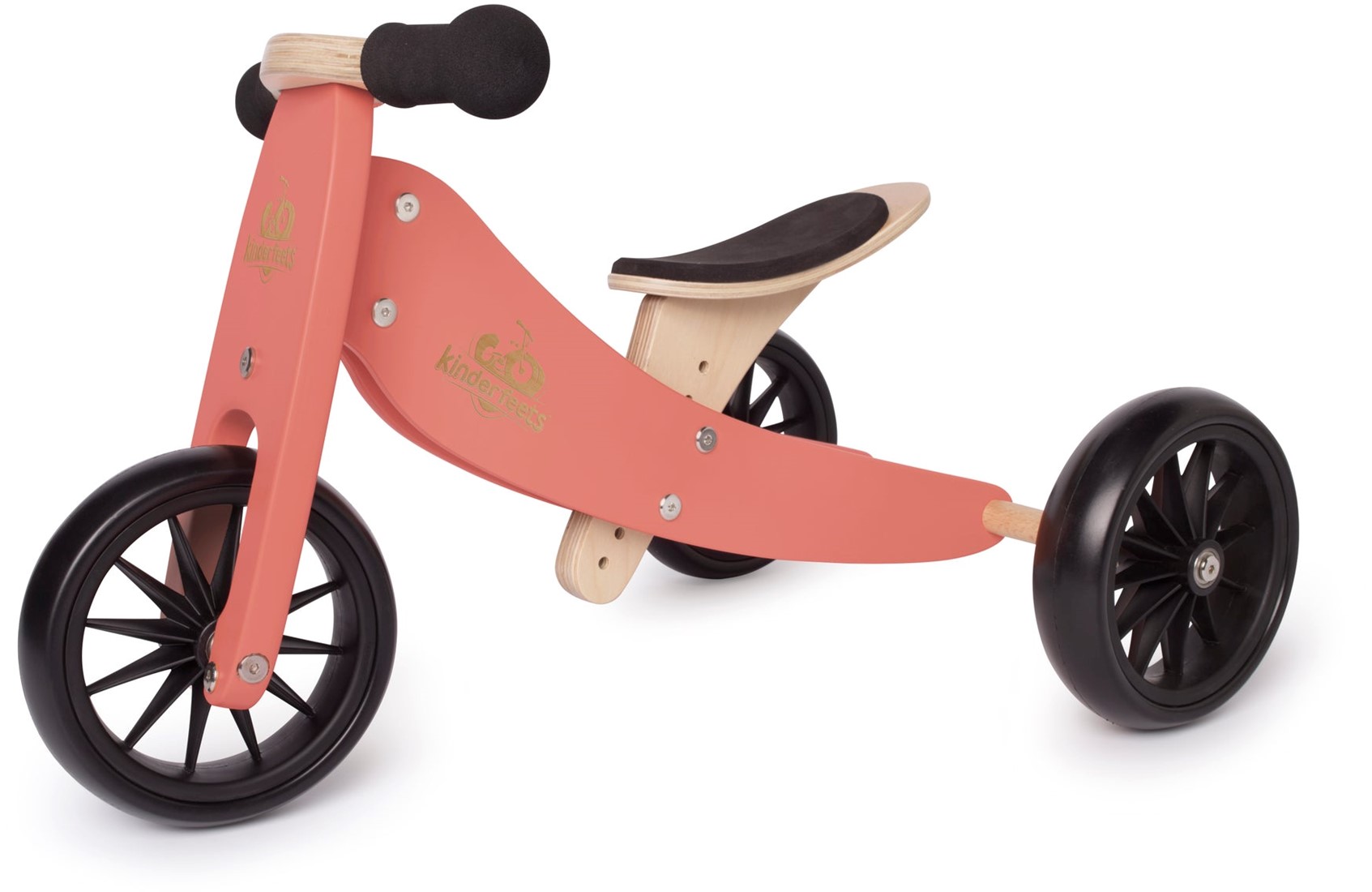 Kinderfeets 2 in 1 Holz Balance Fahrrad Dreirad von 1 Jahr Tiny Tots Coral