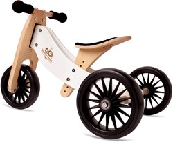 Kinderfeets Bicicletta a bilanciamento in legno 2-in-1 & triciclo Tiny Tot Plus - Bianco