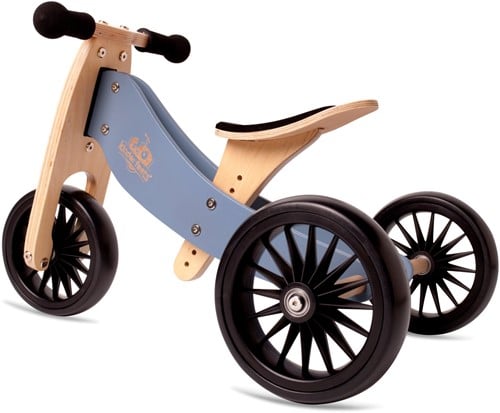 Kinderfeets 2-in-1 houten loopfiets & driewieler Tiny Tot Plus - Slate Blue