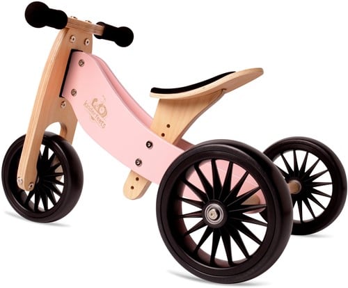 Kinderfeets 2-in-1 houten loopfiets & driewieler Tiny Tot Plus - Rose